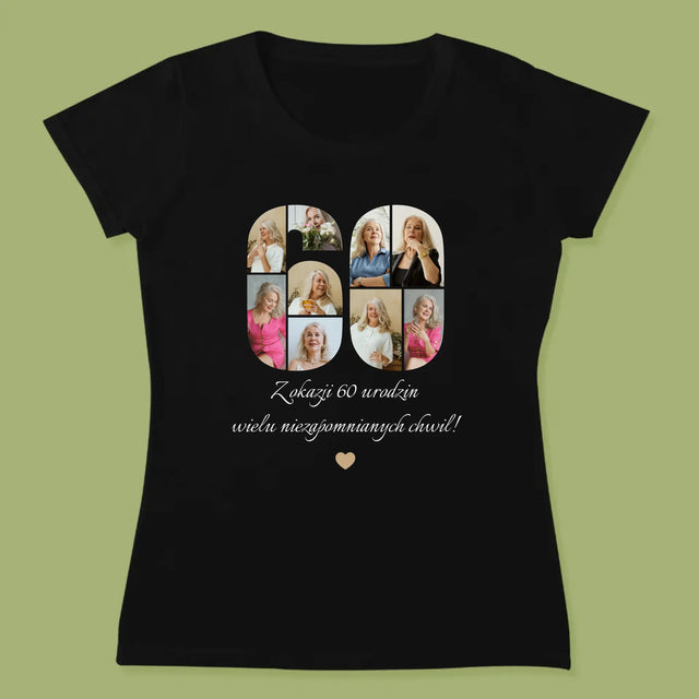 Kształt Ze Zdjęć: 60 Urodziny Życzenia - Koszulka Damska z Nadrukiem