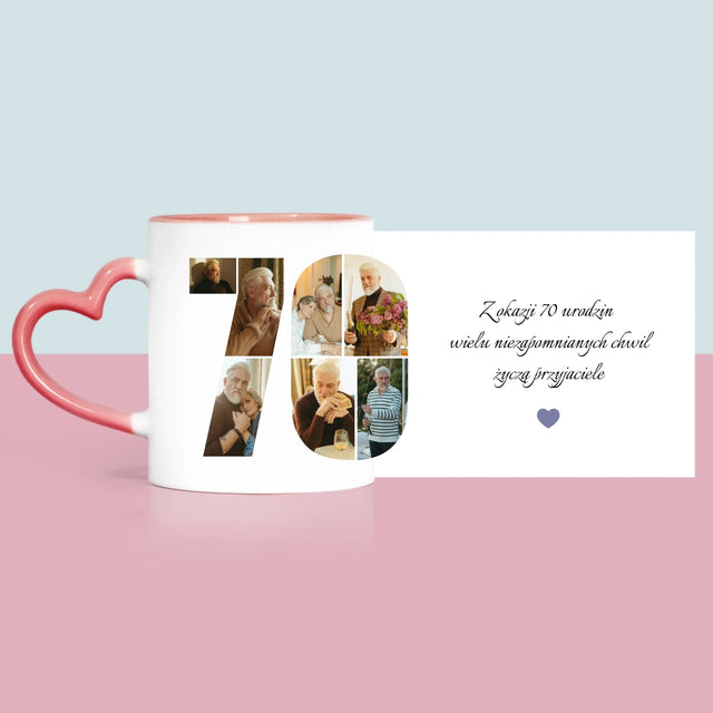 Kształt Ze Zdjęć: 70 Urodziny Życzenia - Kubek z Nadrukiem