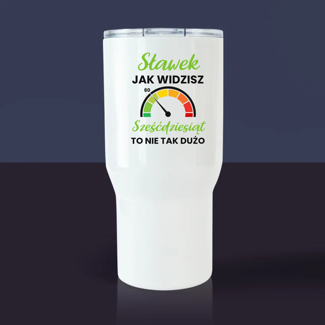 Fotokolaż: 60 Licznik - Kubek z Nadrukiem Termiczny Biały