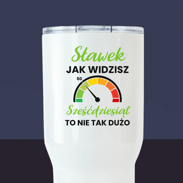 Fotokolaż: 60 Licznik - Kubek z Nadrukiem Termiczny Biały