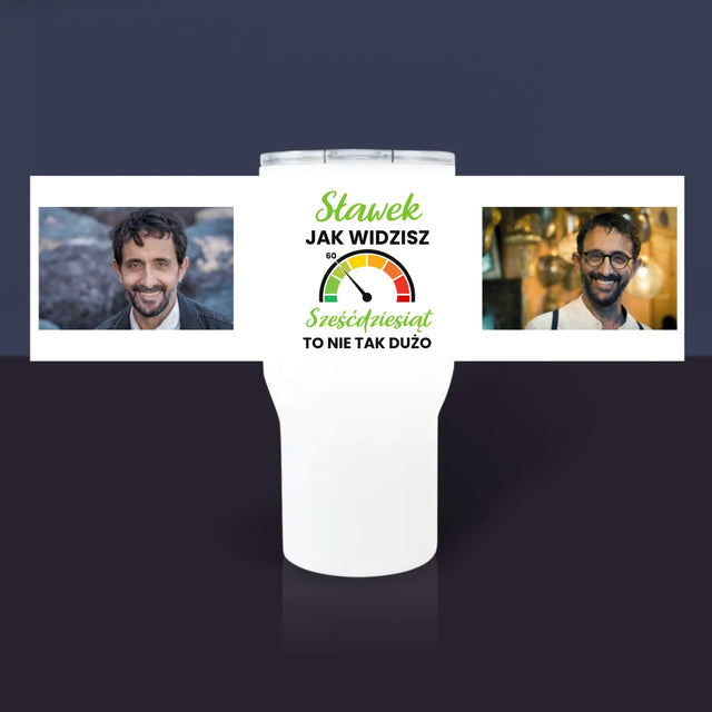 Fotokolaż: 60 Licznik - Kubek z Nadrukiem Termiczny Biały