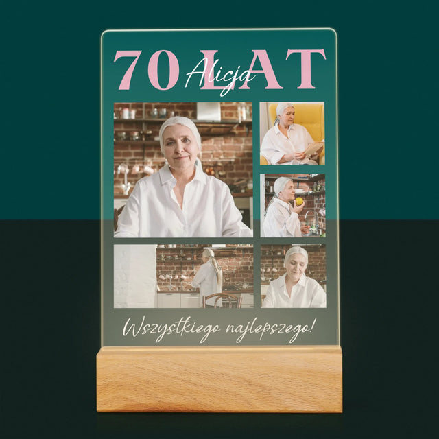 Fotokolaż: 70 Lat Wszystkiego Najlepszego - Wydruk Na Szkle Akrylowym