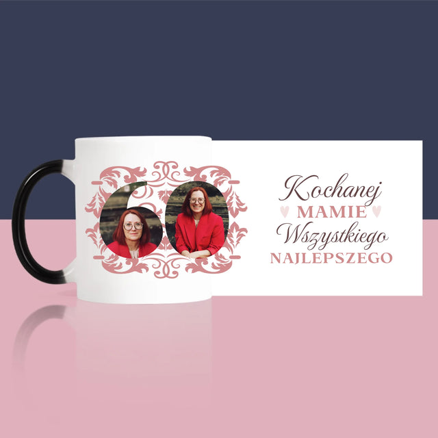 Słowo Ze Zdjęć: Kochanej Mamie z Okazji 60 Urodzin - Kubek z Nadrukiem