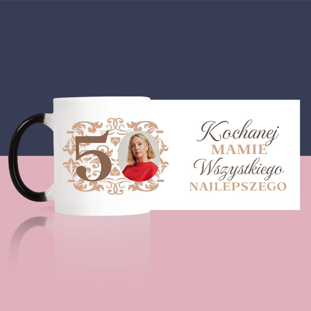 Zdjęcie I Podpis: Kochanej Mamie Z Okazji 50 Urodzin - Kubek z Nadrukiem