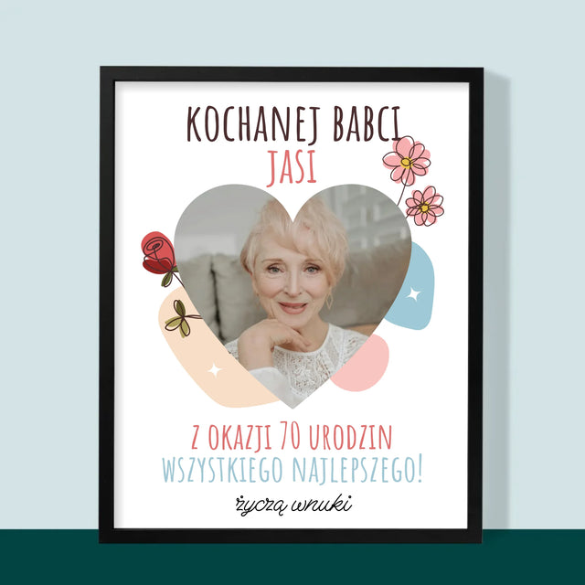 Zdjęcie I Podpis: Kochanej Babci z Okazji Urodzin - Wydruk Obramowany
