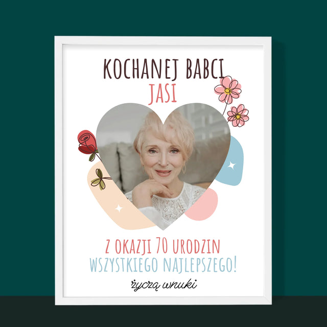 Zdjęcie I Podpis: Kochanej Babci z Okazji Urodzin - Wydruk Obramowany