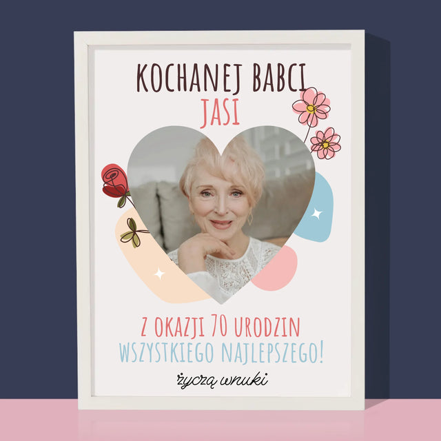 Zdjęcie I Podpis: Kochanej Babci z Okazji Urodzin - Wydruk Obramowany