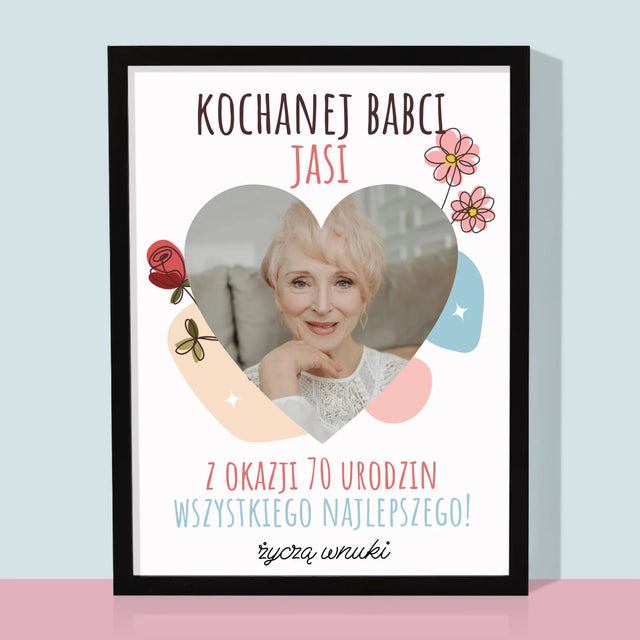 Zdjęcie I Podpis: Kochanej Babci z Okazji Urodzin - Wydruk Obramowany