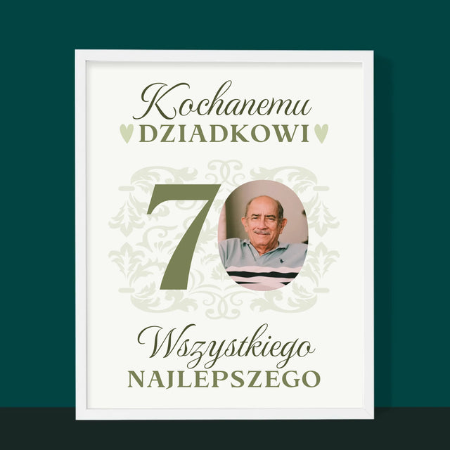 Zdjęcie I Podpis: Kochanemu Dziadkowi Wszystkiego Najlepszego - Wydruk Obramowany