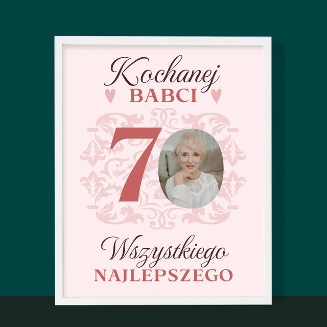 Zdjęcie I Podpis: Kochanej Babci Wszystkiego Najlepszego - Wydruk Obramowany