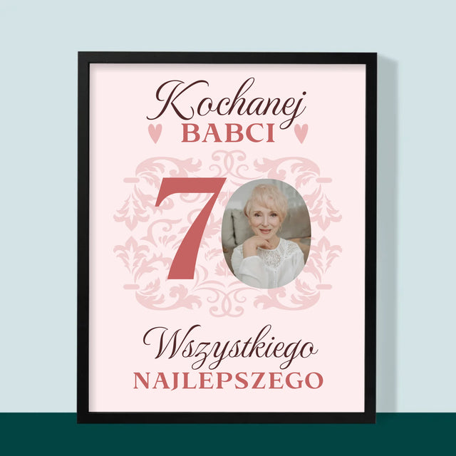 Zdjęcie I Podpis: Kochanej Babci Wszystkiego Najlepszego - Wydruk Obramowany
