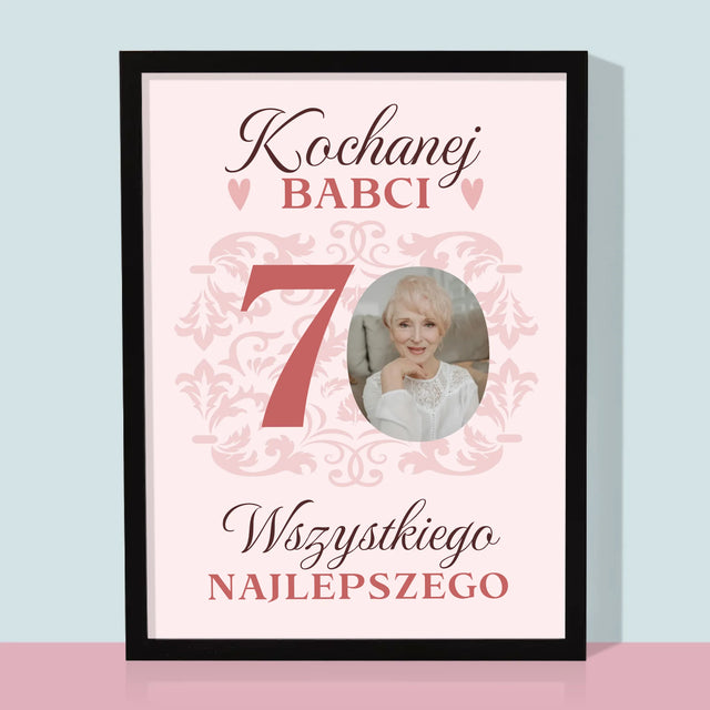 Zdjęcie I Podpis: Kochanej Babci Wszystkiego Najlepszego - Wydruk Obramowany