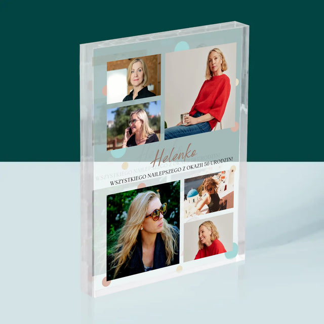 Fotokolaż: Wszystkiego Najlepszego Z Okazji 50 Urodzin - Blok Akrylowy z Nadrukiem