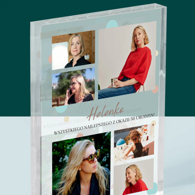 Fotokolaż: Wszystkiego Najlepszego Z Okazji 50 Urodzin - Blok Akrylowy z Nadrukiem