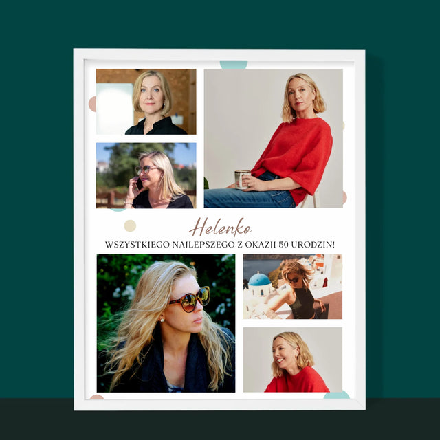 Fotokolaż: Wszystkiego Najlepszego Z Okazji 50 Urodzin - Wydruk Obramowany