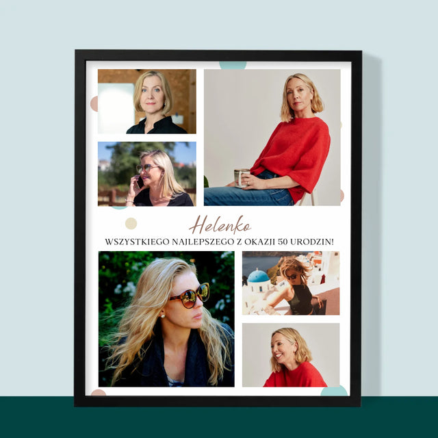 Fotokolaż: Wszystkiego Najlepszego Z Okazji 50 Urodzin - Wydruk Obramowany