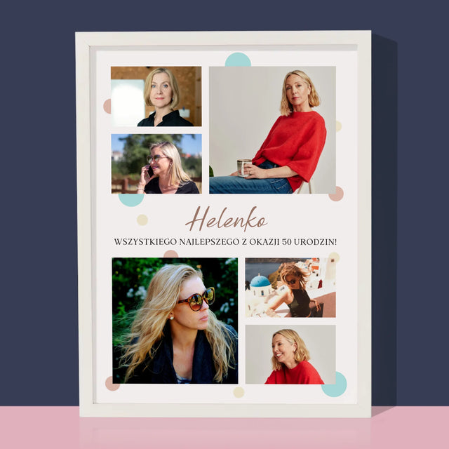 Fotokolaż: Wszystkiego Najlepszego Z Okazji 50 Urodzin - Wydruk Obramowany