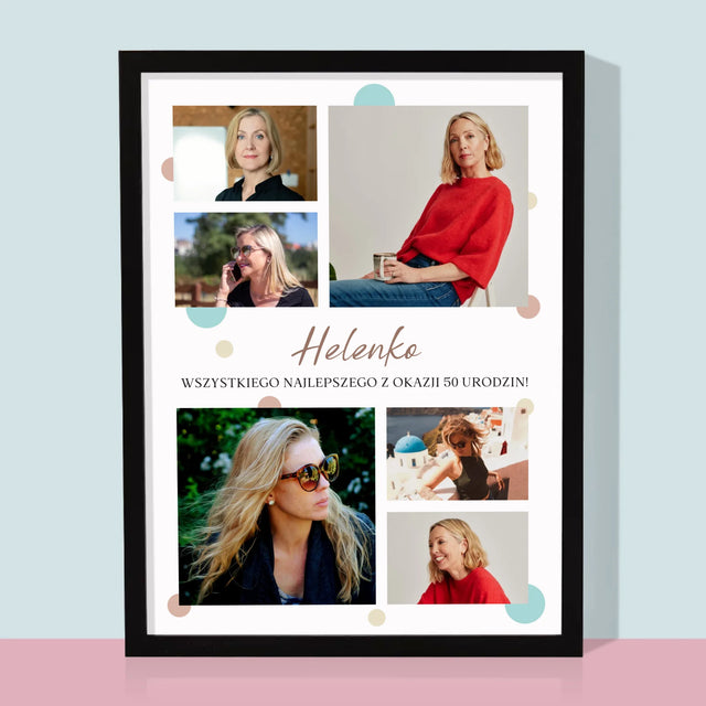 Fotokolaż: Wszystkiego Najlepszego Z Okazji 50 Urodzin - Wydruk Obramowany