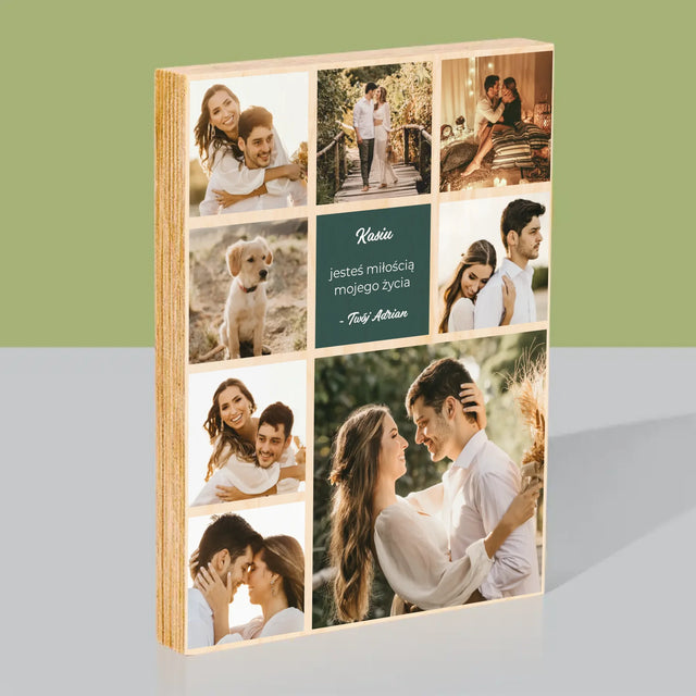 Fotokolaż: Miłosny - Wydruk Na Drewnie