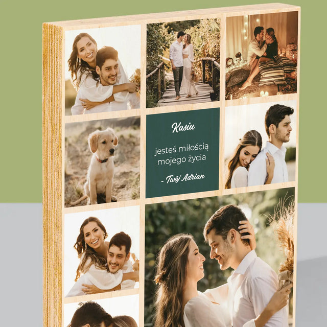 Fotokolaż: Miłosny - Wydruk Na Drewnie