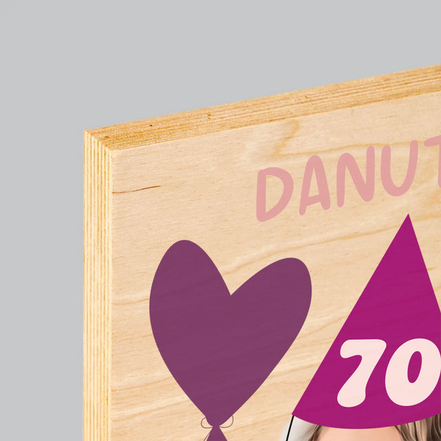 Twoja Postać: Urodzinowy Portret - Wydruk Na Drewnie