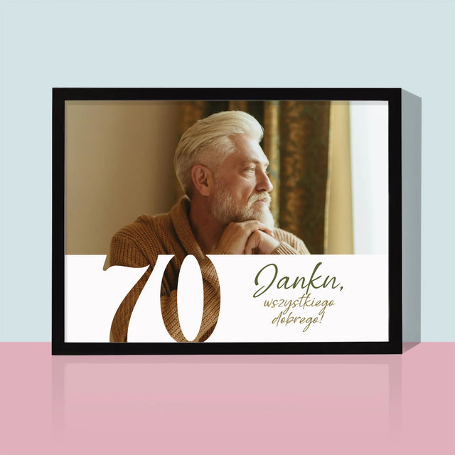 Zdjęcie I Podpis: 70 Urodziny Wszystkiego Dobrego - Wydruk Obramowany
