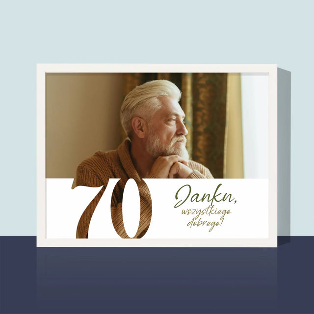 Zdjęcie I Podpis: 70 Urodziny Wszystkiego Dobrego - Wydruk Obramowany