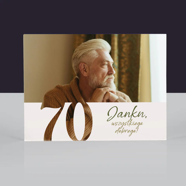 Zdjęcie I Podpis: 70 Urodziny Wszystkiego Dobrego - Blok Akrylowy z Nadrukiem