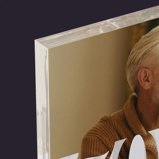 Zdjęcie I Podpis: 70 Urodziny Wszystkiego Dobrego - Blok Akrylowy z Nadrukiem