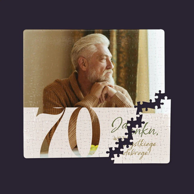 Zdjęcie I Podpis: 70 Urodziny Wszystkiego Dobrego - Personalizowane Puzzle