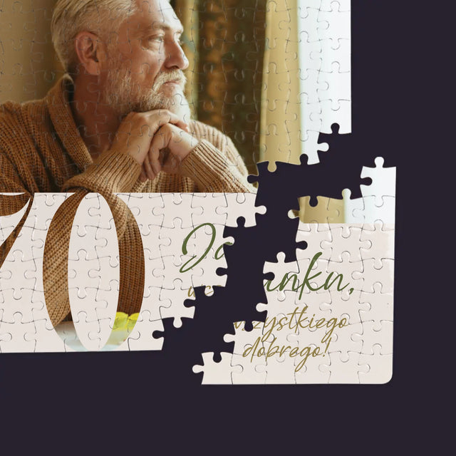 Zdjęcie I Podpis: 70 Urodziny Wszystkiego Dobrego - Personalizowane Puzzle
