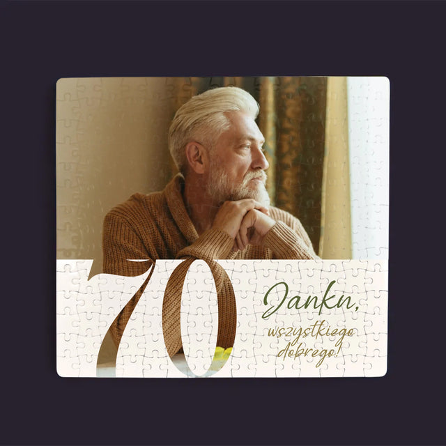 Zdjęcie I Podpis: 70 Urodziny Wszystkiego Dobrego - Personalizowane Puzzle