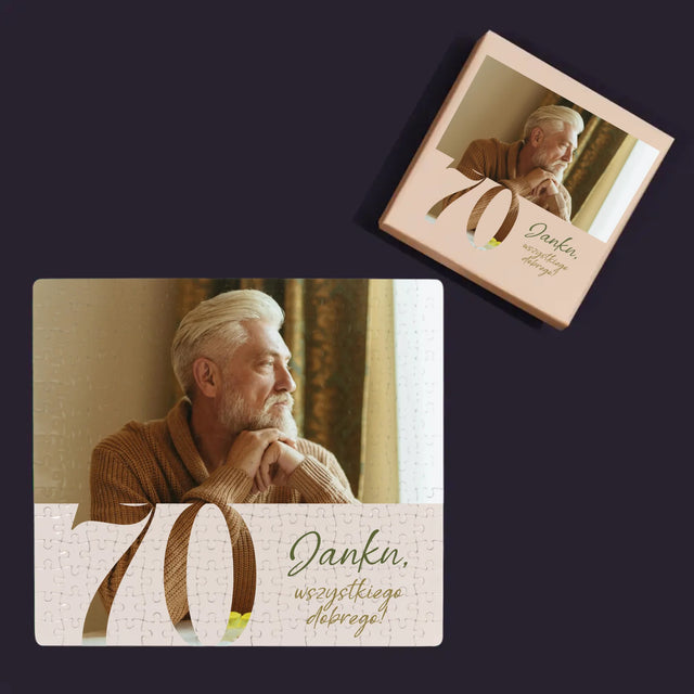Zdjęcie I Podpis: 70 Urodziny Wszystkiego Dobrego - Personalizowane Puzzle