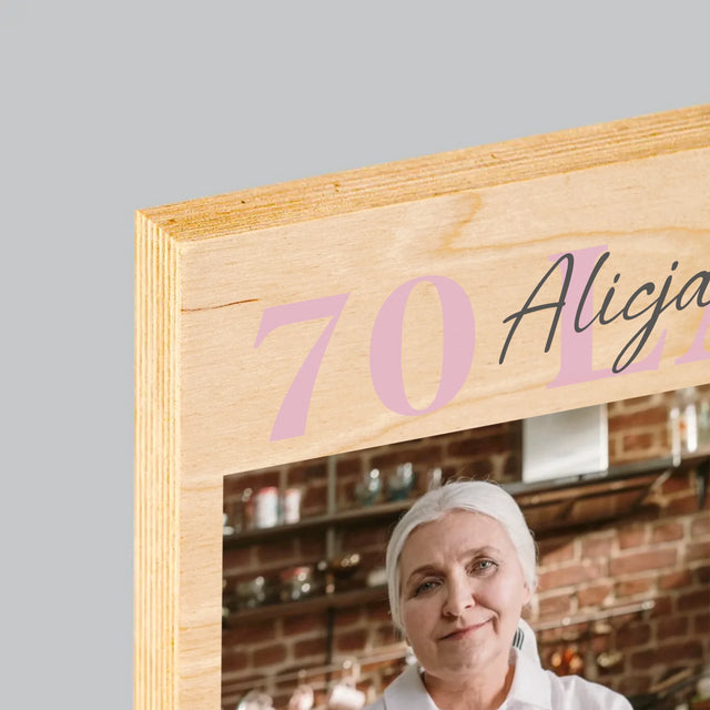 Fotokolaż: 70 Lat Wszystkiego Najlepszego - Wydruk Na Drewnie