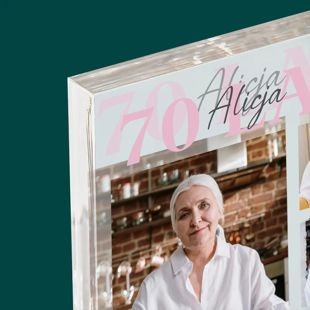 Fotokolaż: 70 Lat Wszystkiego Najlepszego - Blok Akrylowy z Nadrukiem