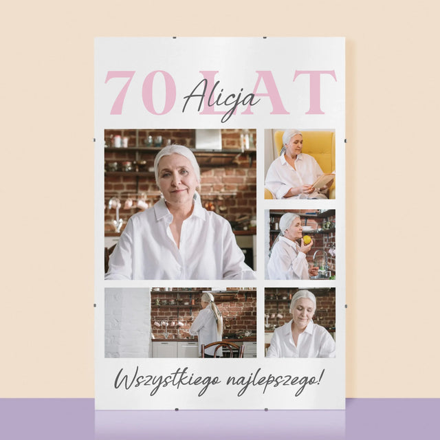 Fotokolaż: 70 Lat Wszystkiego Najlepszego - Personalizowany Plakat