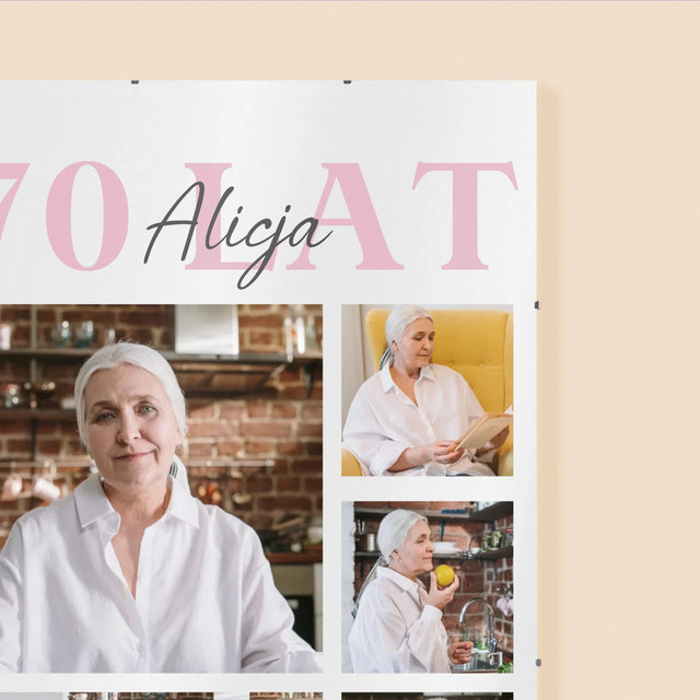 Fotokolaż: 70 Lat Wszystkiego Najlepszego - Personalizowany Plakat