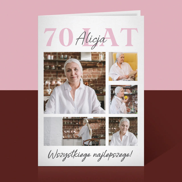 Fotokolaż: 70 Lat Wszystkiego Najlepszego - Kartka z Życzeniami