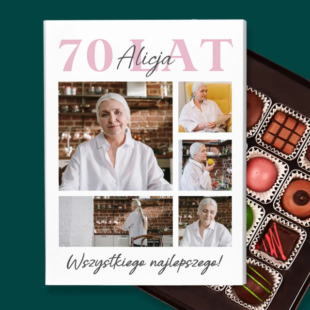 Fotokolaż: 70 Lat Wszystkiego Najlepszego - Personalizowane Praliny