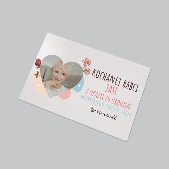 Zdjęcie I Podpis: Kochanej Babci z Okazji Urodzin - Podkładka Na Biurko