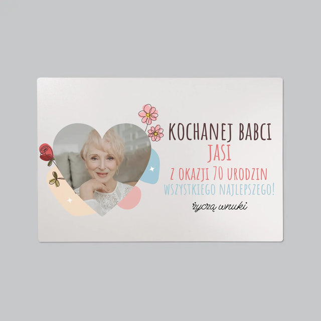 Zdjęcie I Podpis: Kochanej Babci z Okazji Urodzin - Podkładka Na Biurko