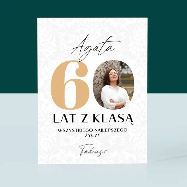 Zdjęcie i Podpis: 60 Lat z Klasą - Blok Akrylowy z Nadrukiem