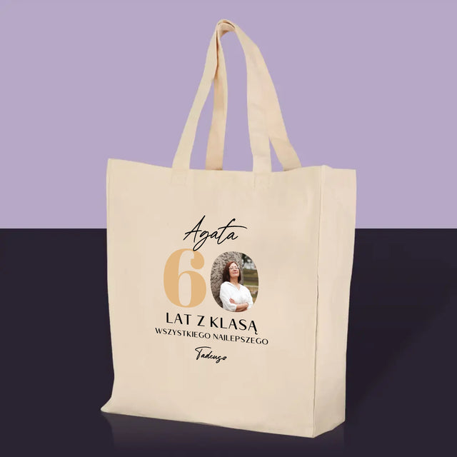 Zdjęcie i Podpis: 60 Lat z Klasą - Torba Płócienna z Nadrukiem