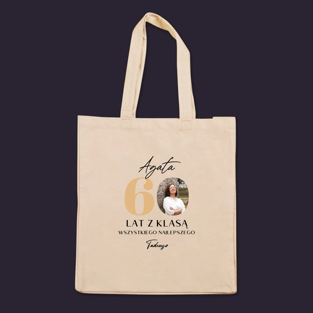 Zdjęcie i Podpis: 60 Lat z Klasą - Torba Płócienna z Nadrukiem