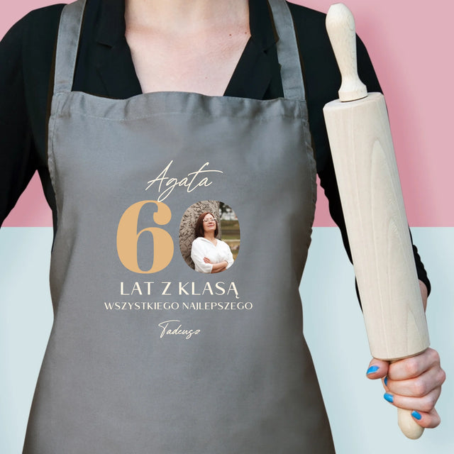 Zdjęcie i Podpis: 60 Lat z Klasą - Fartuch z Nadrukiem