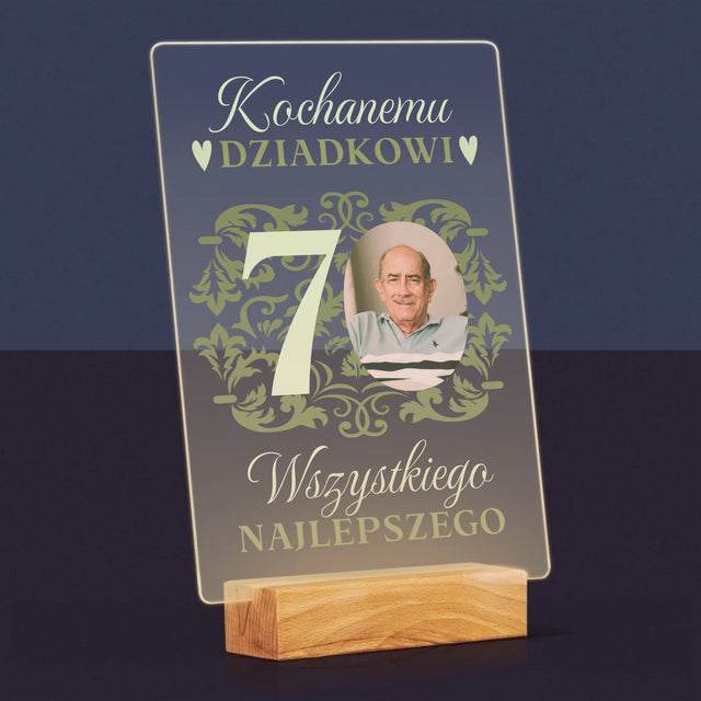 Zdjęcie I Podpis: Kochanemu Dziadkowi Wszystkiego Najlepszego - Wydruk Na Szkle Akrylowym