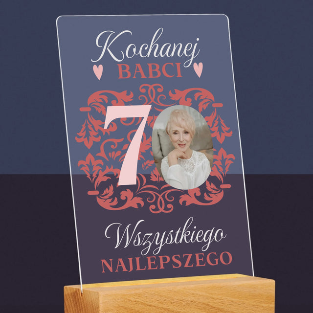 Zdjęcie I Podpis: Kochanej Babci Wszystkiego Najlepszego - Wydruk Na Szkle Akrylowym