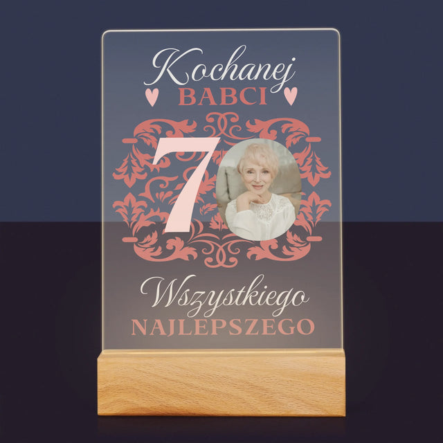 Zdjęcie I Podpis: Kochanej Babci Wszystkiego Najlepszego - Wydruk Na Szkle Akrylowym
