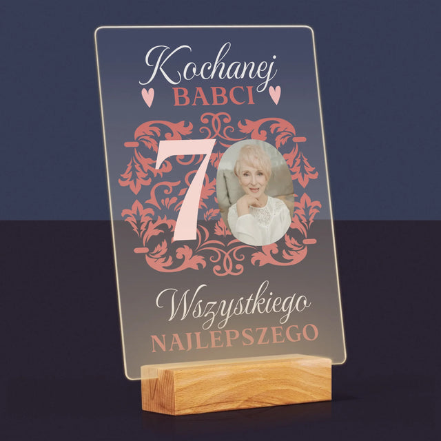 Zdjęcie I Podpis: Kochanej Babci Wszystkiego Najlepszego - Wydruk Na Szkle Akrylowym