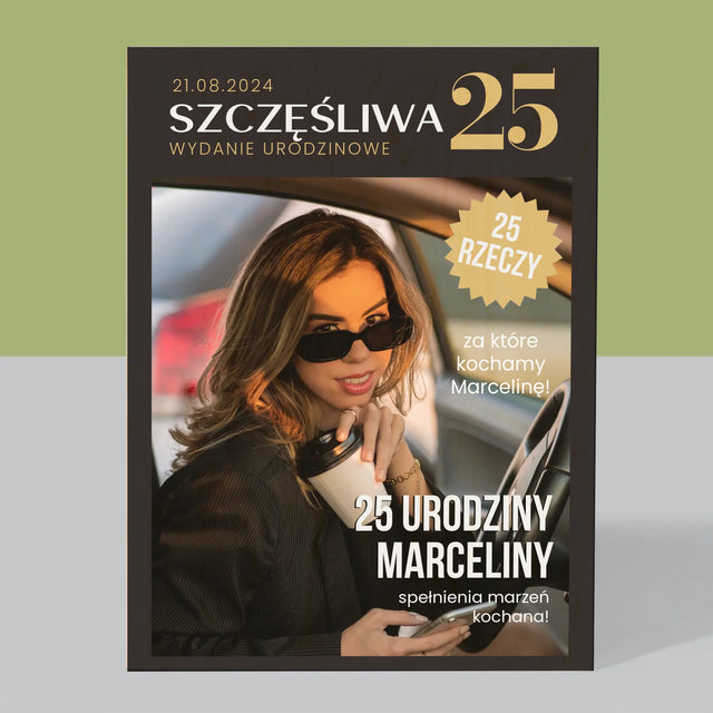 Okładka Magazynu: Szczęśliwa 25 - Wydruk Na Drewnie